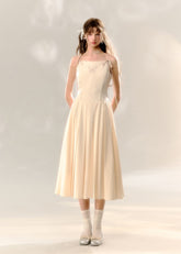 Vintage Lace Pleated Suspender Dress